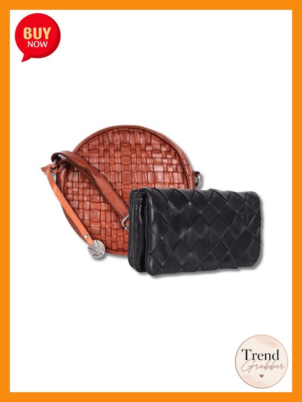 Genuine Leather Crossbody Bag & Wallet Set Zipper